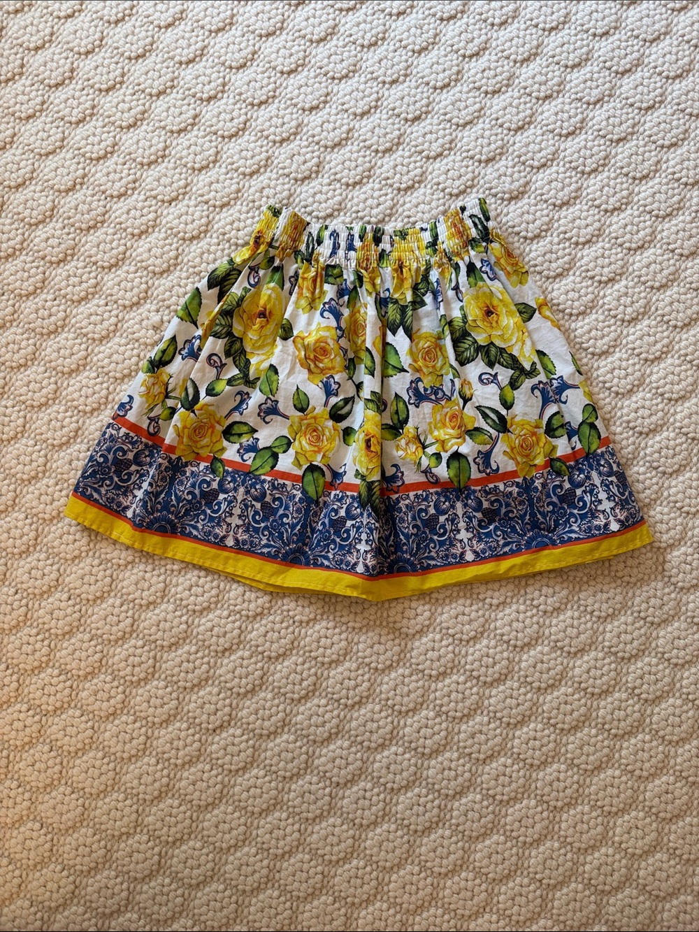 NBW Yellow Floral Border Print Skirt